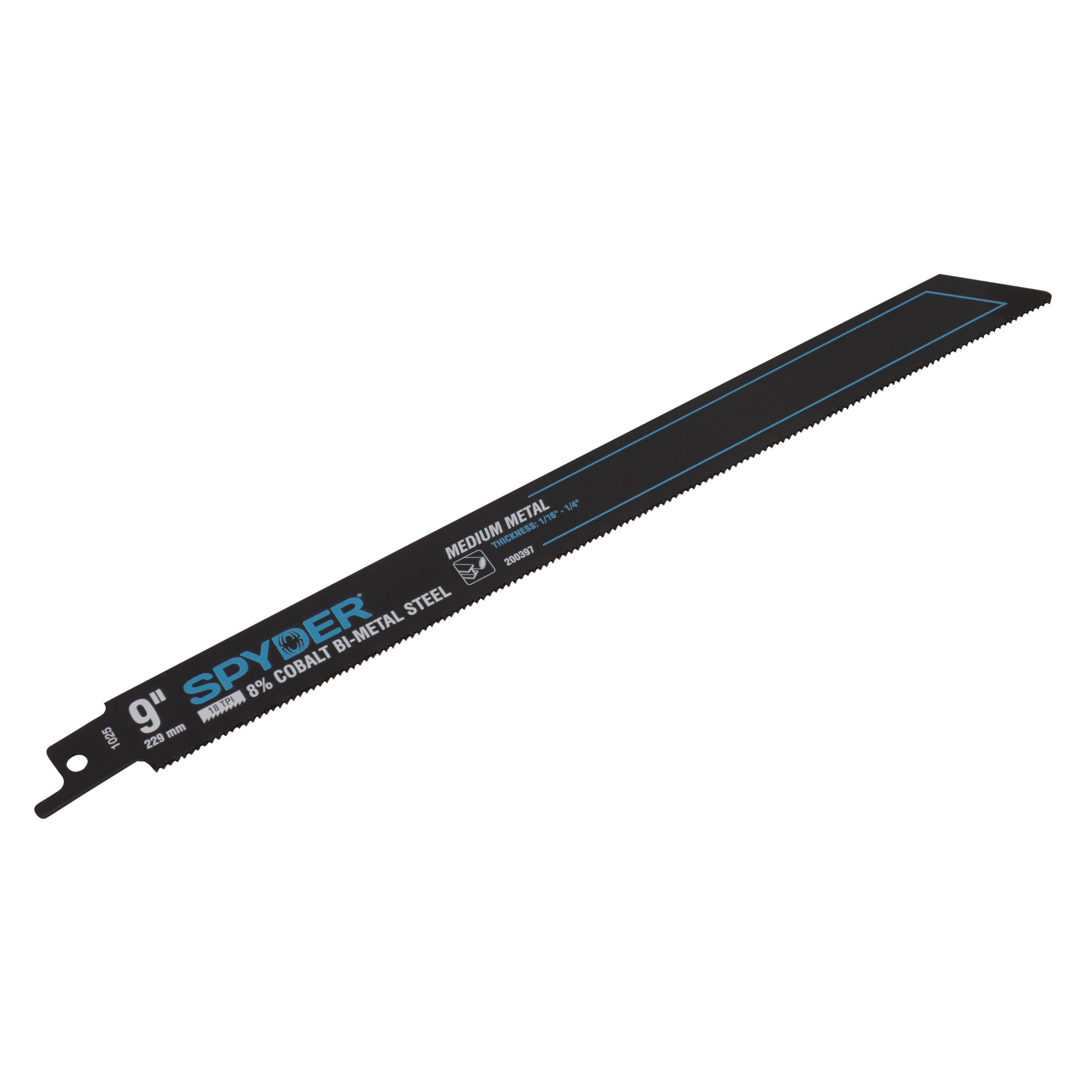 Spyder Black Series Reciprocating Saw Blade — 9in., 18 TPI, Bi-Metal, 5-Pack, Model# 200397-5